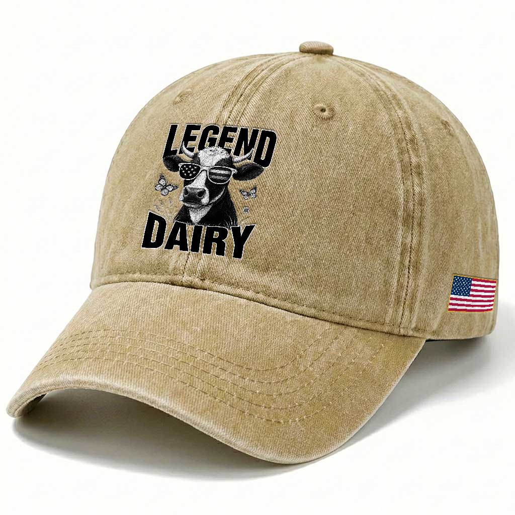 Legend Dairy Washed Cotton Baseball Cap Funny Farmer Milk Joke Cow TS12 Print Your Wear