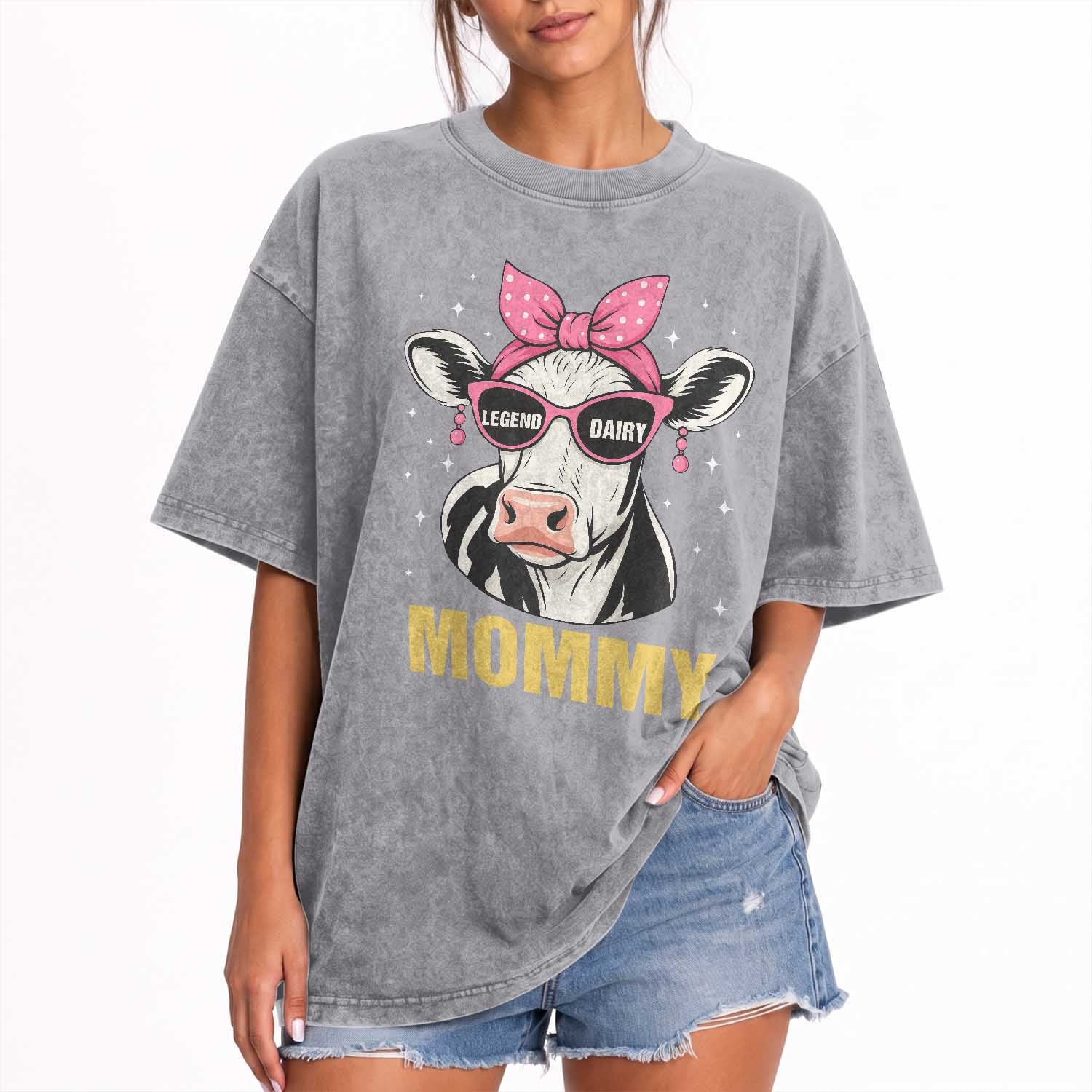 Legend Dairy Mommy Washed Cotton T-Shirt Funny Farmer Milk Joke Cow Mothers Day