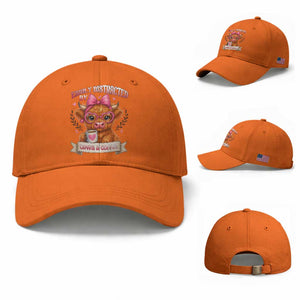 Easily Distracted By Cow And Coffee Baseball Cap Funny Highland Cow TS12 Baseball Cap Universal Fit Orange Print Your Wear