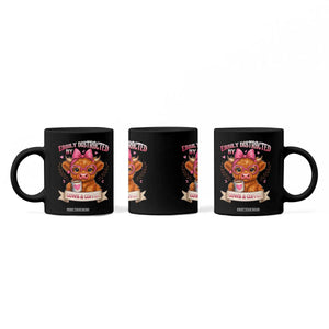 Easily Distracted By Cow And Coffee Coffee Mug Funny Highland Cow TS12 Print Your Wear