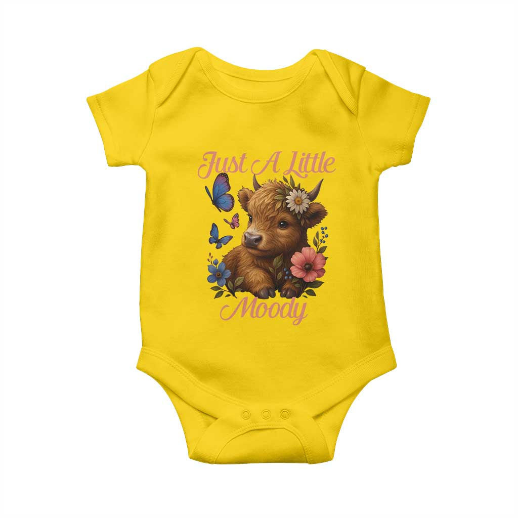 Just A Little Moody Baby Onesie Funny Sarcasm Highland Cow TS12 Daisy Print Your Wear