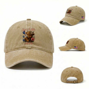 Just A Little Moody Washed Cotton Baseball Cap Funny Sarcasm Highland Cow TS12 Washed Cap Universal Fit Khaki Print Your Wear