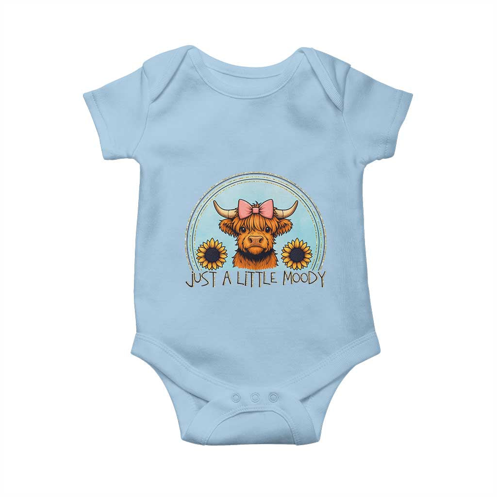 Just A Little Moody Baby Onesie Funny Sarcasm Highland Cattle TS12 Light Blue Print Your Wear