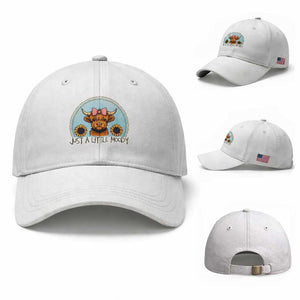 Just A Little Moody Baseball Cap Funny Sarcasm Highland Cattle TS12 Baseball Cap Universal Fit White Print Your Wear