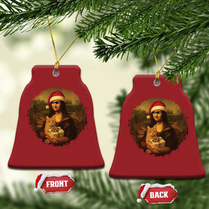Xmas Mona Lisa Christmas Ornament Funny Holiday Kitty Lover TS12 Bell Flake Red Print Your Wear