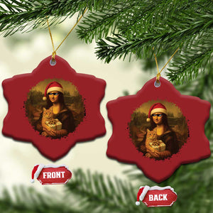 Xmas Mona Lisa Christmas Ornament Funny Holiday Kitty Lover TS12 Snow Flake Red Print Your Wear