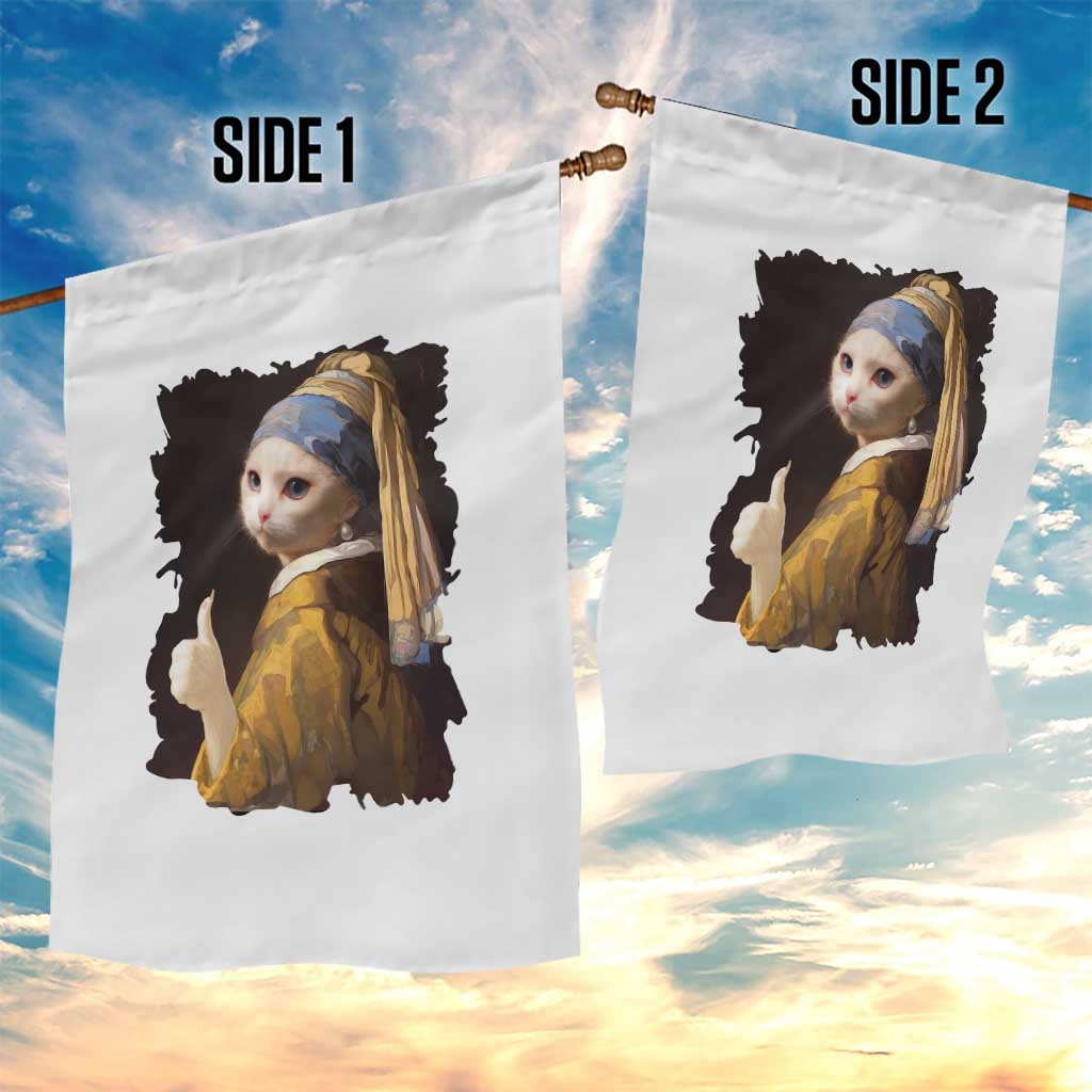 Funny Cat With A Pearl Earring Parody Art Garden Flag TS12 Print Your Wear