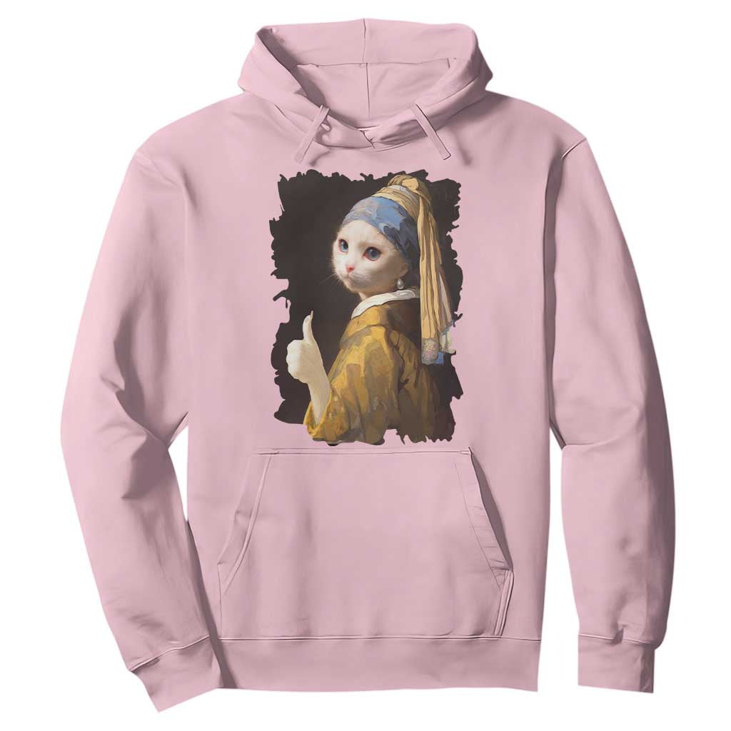 Funny Cat With A Pearl Earring Parody Art Hoodie TS12 Light Pink Print Your Wear