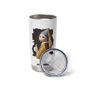 Funny Cat With A Pearl Earring Parody Art Tumbler Cup TS12 Print Your Wear