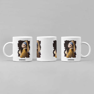 Funny Cat With A Pearl Earring Parody Art Coffee Mug TS12 Print Your Wear