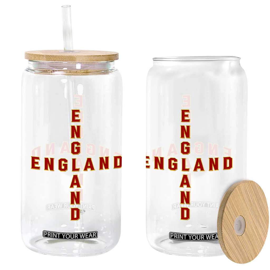England Pride Cross Shape Typography Graphic Glass Can TS12 Print Your Wear