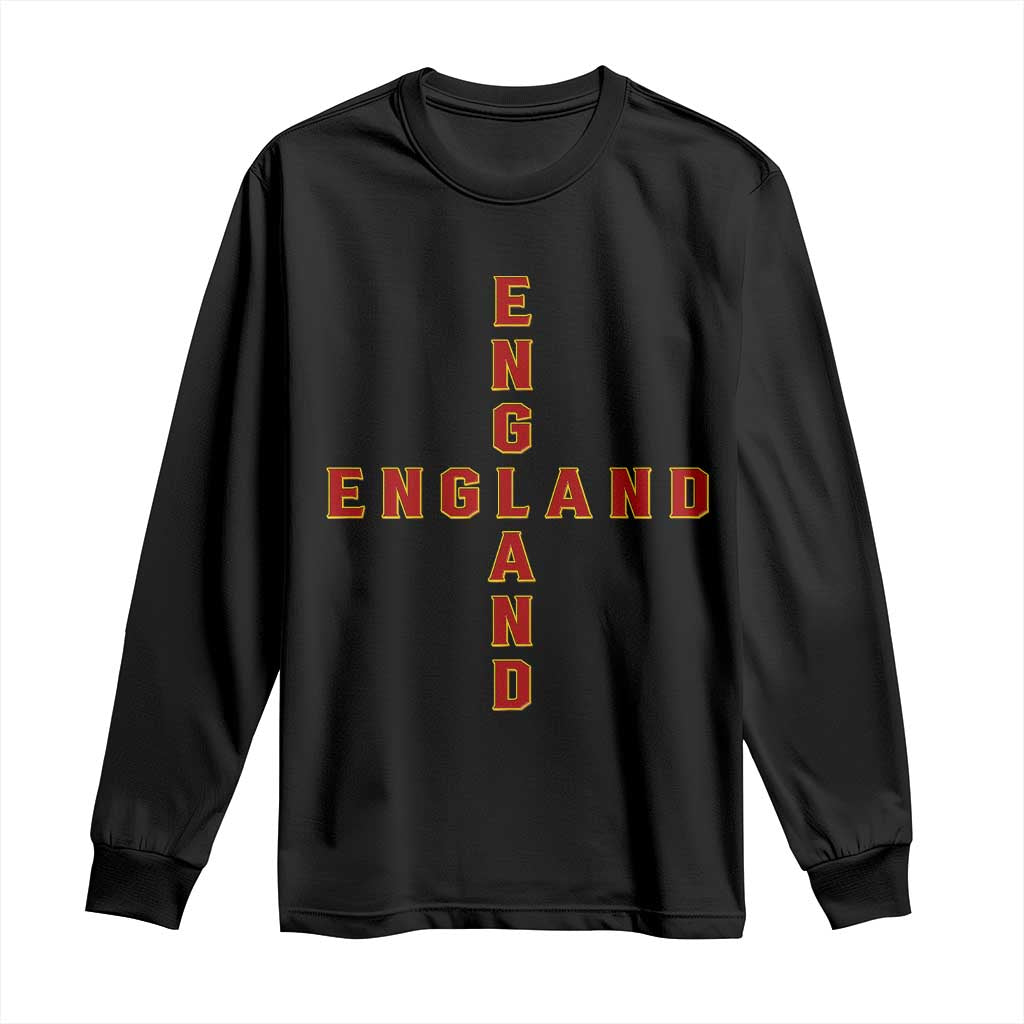 England Pride Cross Shape Typography Graphic Long Sleeve Shirt TS12 Black Print Your Wear