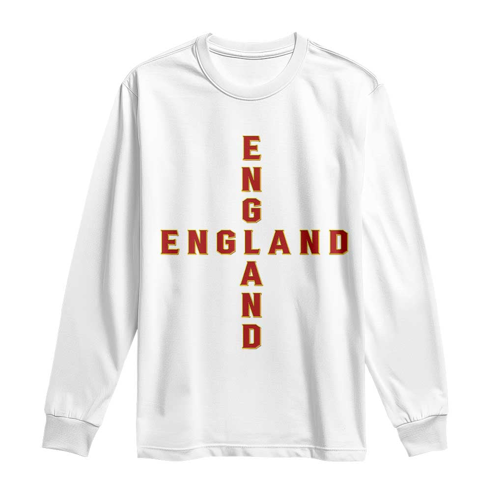 England Pride Cross Shape Typography Graphic Long Sleeve Shirt TS12 White Print Your Wear