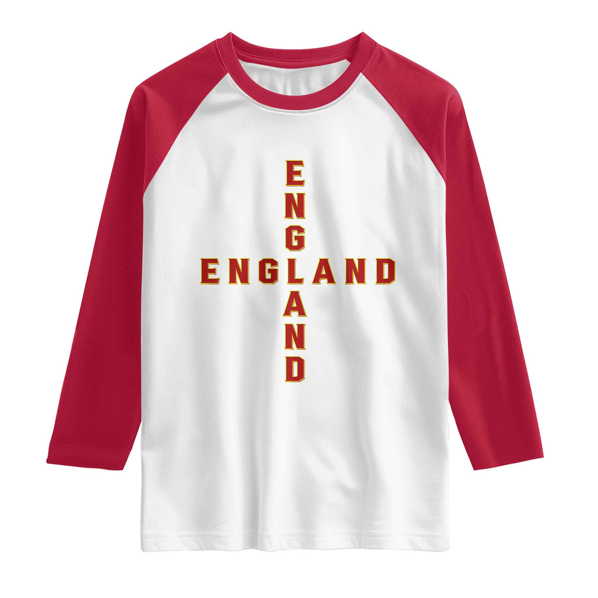 England Pride Cross Shape Typography Graphic Raglan Shirt TS12 White Red Print Your Wear