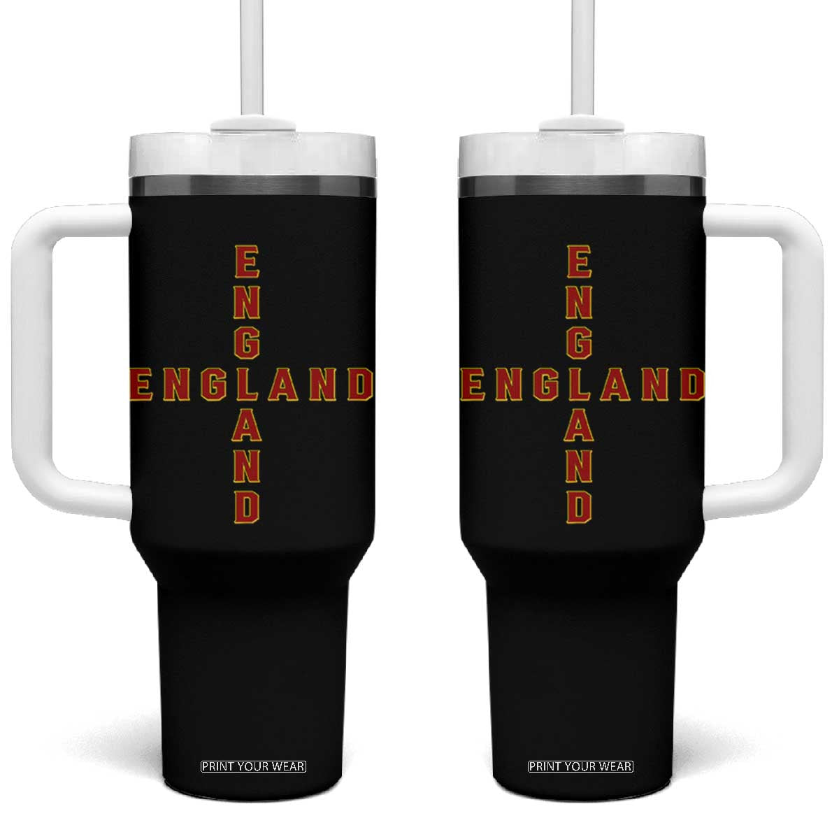 England Pride Cross Shape Typography Graphic Tumbler With Handle TS12 One Size: 40 oz Black Print Your Wear