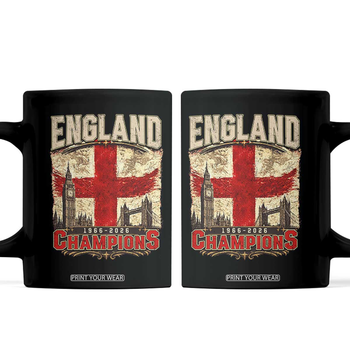 Vintage England Champions Coffee Mug Proud Football Fan Heritage TS12 Black Print Your Wear