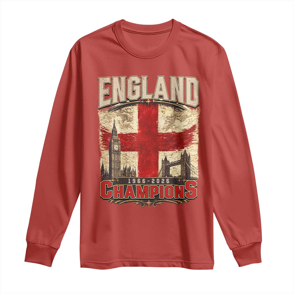 Vintage England Champions Long Sleeve Shirt Proud Football Fan Heritage TS12 Red Print Your Wear