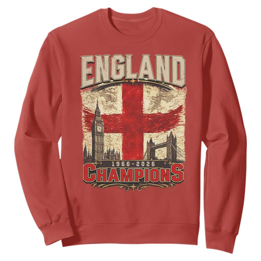 Vintage England Champions Sweatshirt Proud Football Fan Heritage TS12 Red Print Your Wear