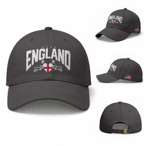 England Flag Heart Baseball Cap Patriotic English Pride Graphic Gift TS12 Baseball Cap Universal Fit Dark Gray Print Your Wear