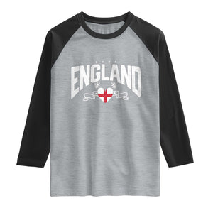 England Flag Heart Raglan Shirt Patriotic English Pride Graphic Gift TS12 Heather Gray Black Print Your Wear