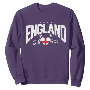 England Flag Heart Sweatshirt Patriotic English Pride Graphic Gift TS12 Purple Print Your Wear