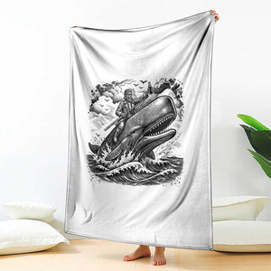 Funny Skeleton Whale Rider Throw Blanket Dark Maritime Gothic Vintage Nautical Graphic TS12 Print Your Wear