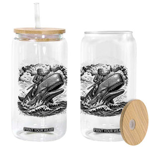 Funny Skeleton Whale Rider Glass Can Dark Maritime Gothic Vintage Nautical Graphic TS12 Print Your Wear