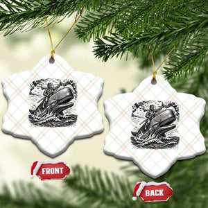 Funny Skeleton Whale Rider Ceramic Ornament Dark Maritime Gothic Vintage Nautical Graphic TS12 Print Your Wear