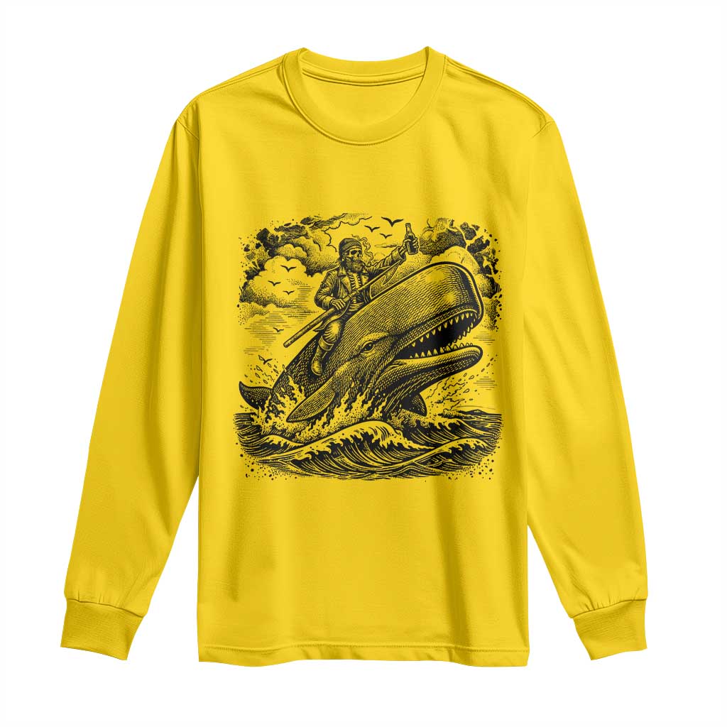 Funny Skeleton Whale Rider Long Sleeve Shirt Dark Maritime Gothic Vintage Nautical Graphic TS12 Daisy Print Your Wear