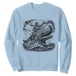 Funny Skeleton Whale Rider Sweatshirt Dark Maritime Gothic Vintage Nautical Graphic TS12 Light Blue Print Your Wear