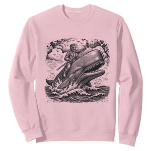 Funny Skeleton Whale Rider Sweatshirt Dark Maritime Gothic Vintage Nautical Graphic TS12 Light Pink Print Your Wear