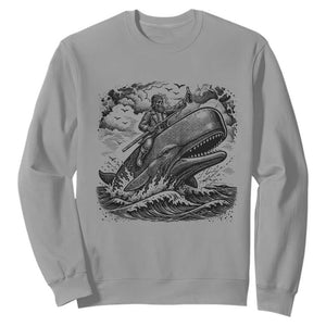 Funny Skeleton Whale Rider Sweatshirt Dark Maritime Gothic Vintage Nautical Graphic TS12 Sport Gray Print Your Wear