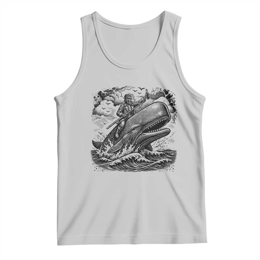 Funny Skeleton Whale Rider Tank Top Dark Maritime Gothic Vintage Nautical Graphic TS12 Ash Print Your Wear