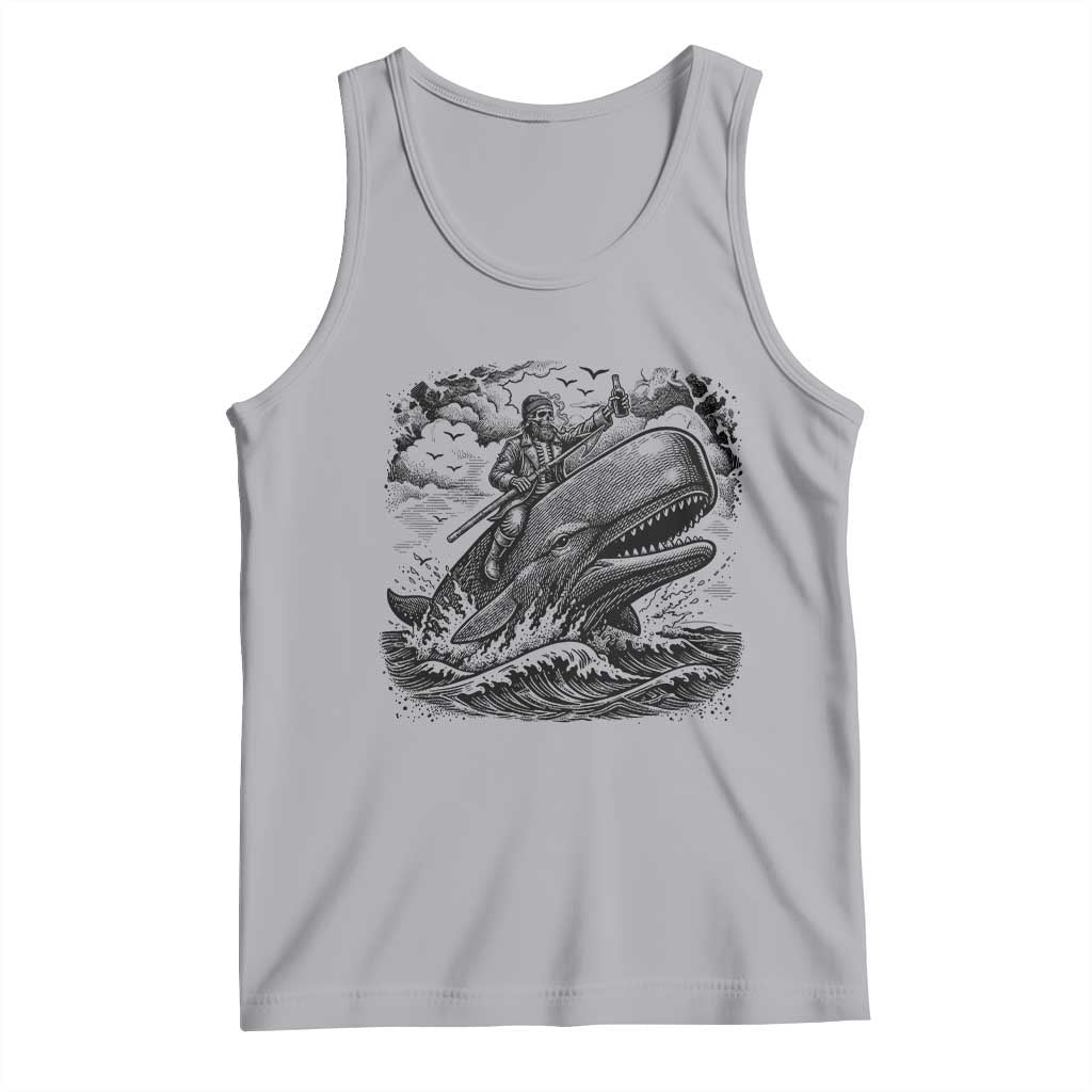 Funny Skeleton Whale Rider Tank Top Dark Maritime Gothic Vintage Nautical Graphic TS12 Athletic Heather Print Your Wear