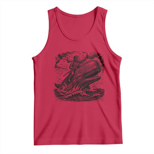 Funny Skeleton Whale Rider Tank Top Dark Maritime Gothic Vintage Nautical Graphic TS12 Red Print Your Wear