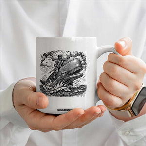Funny Skeleton Whale Rider Coffee Mug Dark Maritime Gothic Vintage Nautical Graphic TS12 Print Your Wear
