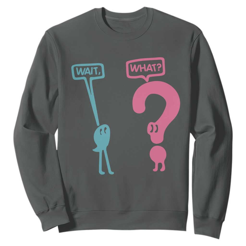 Wait What Grammar English Teacher Sweatshirt Funny Punctuation Gift TS12 Dark Heather Print Your Wear