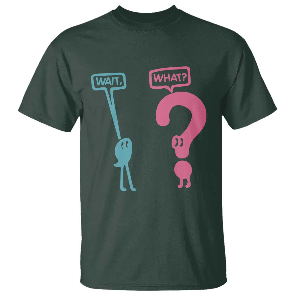 Wait What Grammar English Teacher T Shirt Funny Punctuation Gift TS12 Dark Forest Green Print Your Wear