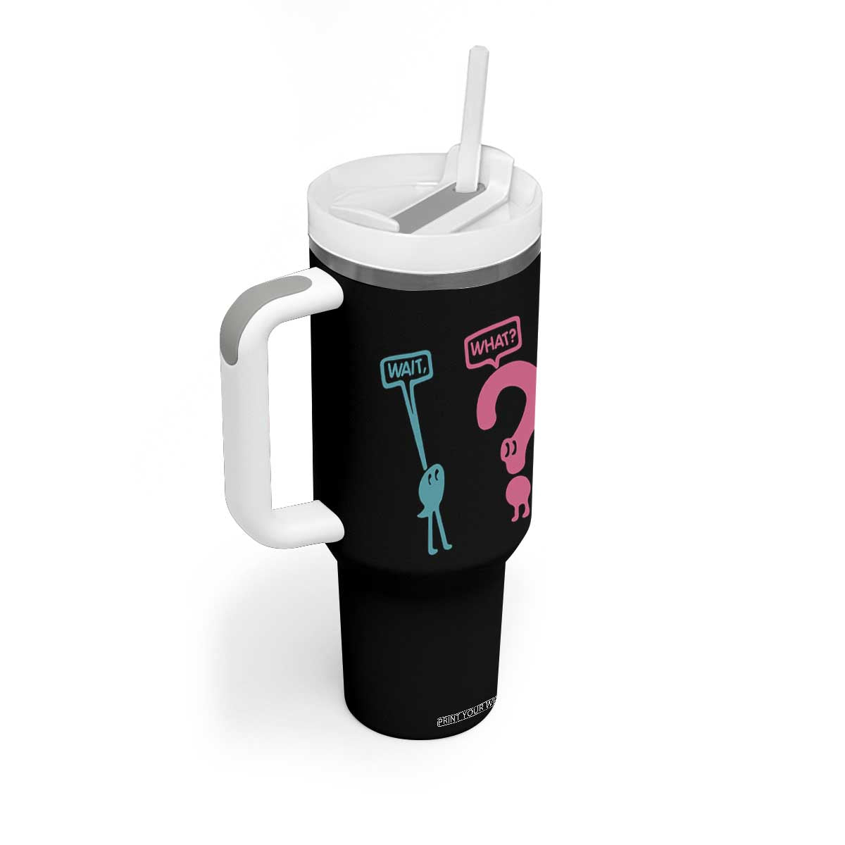 Wait What Grammar English Teacher Tumbler With Handle Funny Punctuation Gift TS12 Print Your Wear
