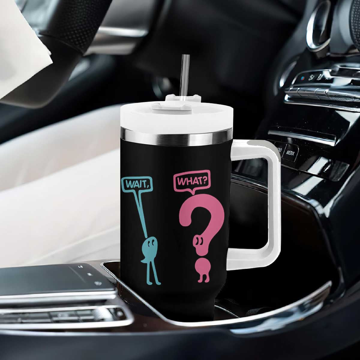 Wait What Grammar English Teacher Tumbler With Handle Funny Punctuation Gift TS12 Print Your Wear