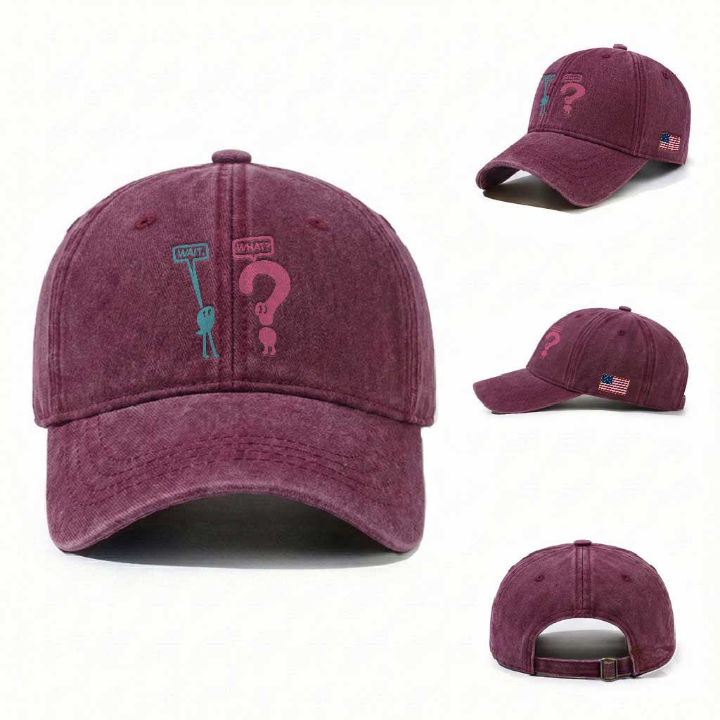 Wait What Grammar English Teacher Washed Cotton Baseball Cap Funny Punctuation Gift TS12 Washed Cap Universal Fit Burgundy Print Your Wear
