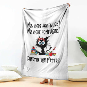 Black Cat English Teacher Gift Throw Blanket No More Homework Punctuation Matters Grammar Humor TS12 Print Your Wear