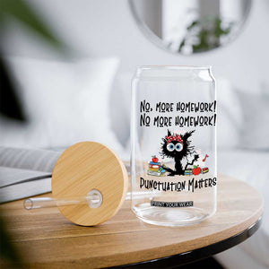 Black Cat English Teacher Gift Glass Can No More Homework Punctuation Matters Grammar Humor TS12 Print Your Wear