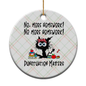 Black Cat English Teacher Gift Ceramic Ornament No More Homework Punctuation Matters Grammar Humor TS12 1pc Christmas Plaid Print Your Wear