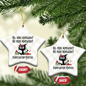 Black Cat English Teacher Gift Ceramic Ornament No More Homework Punctuation Matters Grammar Humor TS12 Print Your Wear