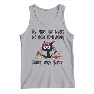 Black Cat English Teacher Gift Tank Top No More Homework Punctuation Matters Grammar Humor TS12 Athletic Heather Print Your Wear