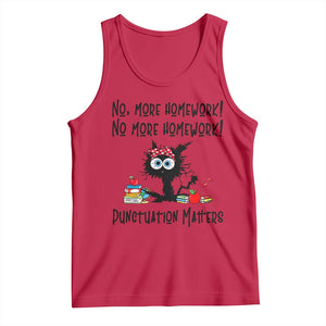Black Cat English Teacher Gift Tank Top No More Homework Punctuation Matters Grammar Humor TS12 Red Print Your Wear