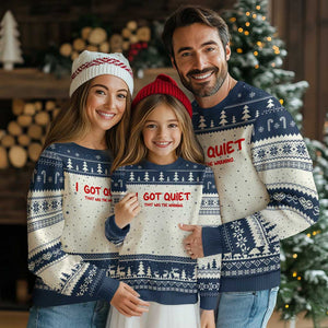 Sarcastic Mood Humor Ugly Christmas Sweater I Got Quiet That Was The Warning TS12 Beige Navy Print Your Wear