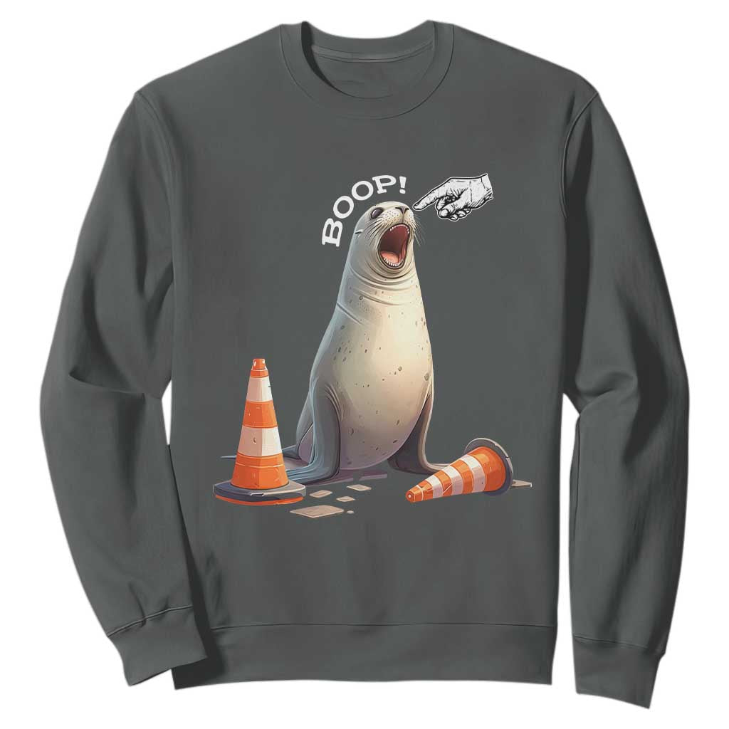 Funny Neil The Seal Boop Sweatshirt Viral Cute Seal Lover Gift TS12 Dark Heather Print Your Wear