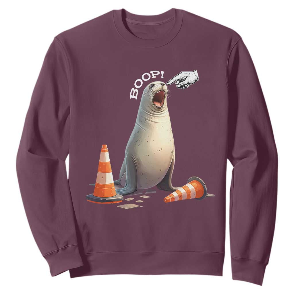 Funny Neil The Seal Boop Sweatshirt Viral Cute Seal Lover Gift TS12 Maroon Print Your Wear